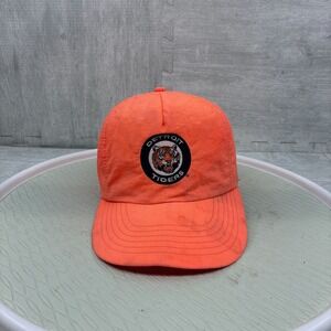 Vintage Detroit Tigers Hat Mens OSFA Orange Nylon Snapback MLB Baseball